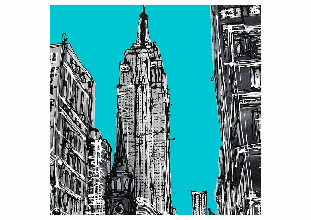 New York Greetings Card "Empire" (aqua)