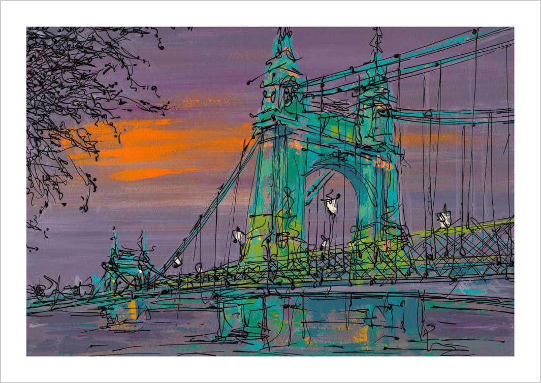 Art print of Hammersmith Bridge by artist Hannah van Bergen