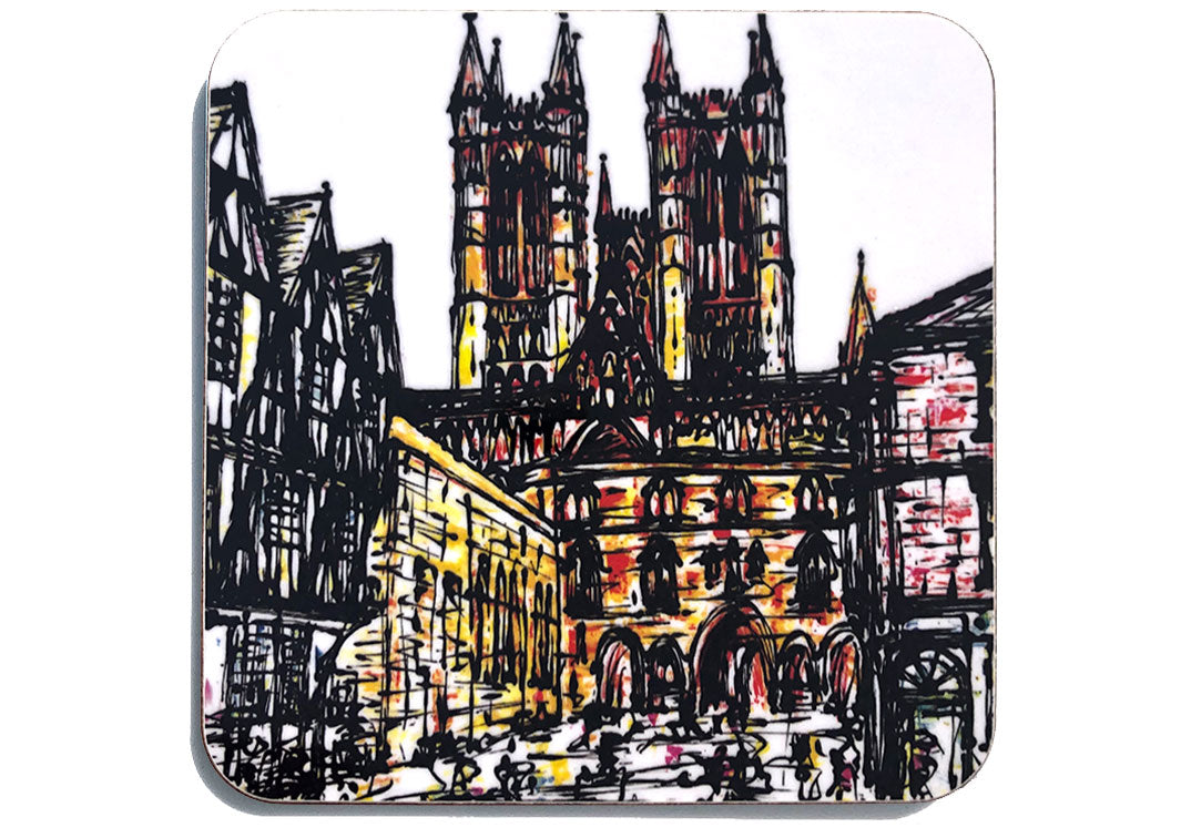Art coaster of Lincoln Cathedral from Castle Square by artist Hannah van Bergen